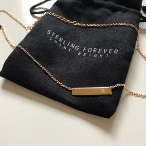 NIB✨14K Gold Vermeil “M” initial bar necklace